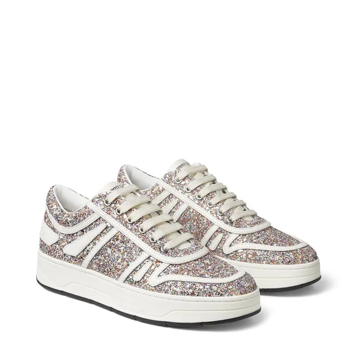 Hawaii F Luminous GlowInTheDark Coarse Glitter Fabric LaceUp Trainers X Mochilatte Women JIMMY CHOO Sneakers