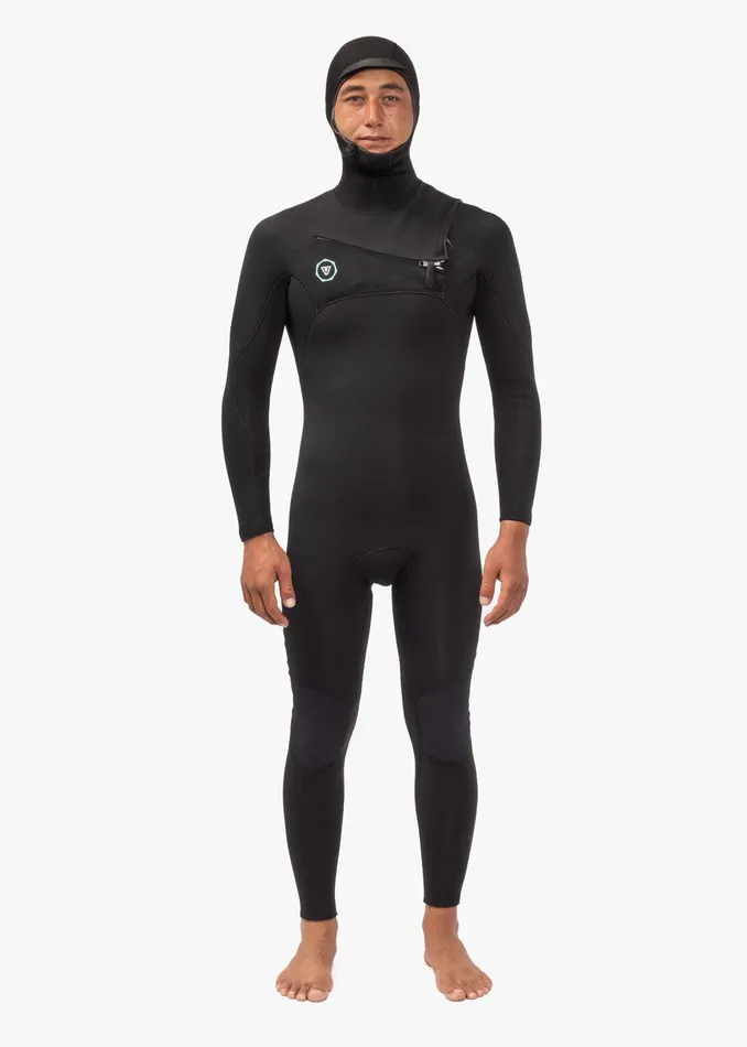 Hooded Wetsuits Men Vissla 7 Seas 543 Full Hooded Chest Zip Wetsuit Black