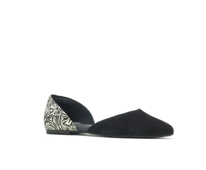 Hush Puppies Flats and SlipOns Sadie D039Orsay Black Suedezebra 8211 Women