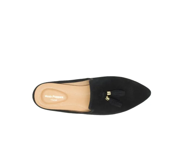 Hush Puppies Flats and SlipOns Sadie Tassel Mule Black Suede 8211 Women Hush Puppies Flats and SlipOns Sadie Tassel Mule Black Suede 8211 Women