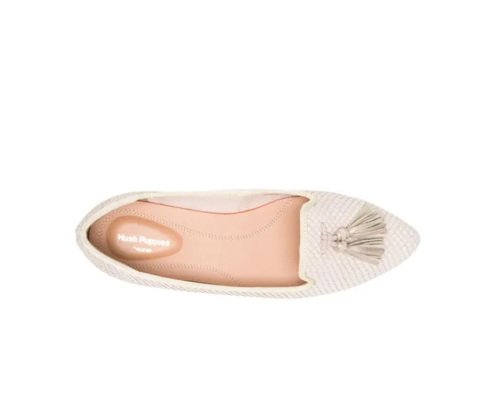 Hush Puppies Flats and SlipOns Sadie Tassel SlipOn Eggnog Cobra Leather 8211 Women Hush Puppies Flats and SlipOns Sadie Tassel SlipOn Eggnog Cobra Leather 8211 Women