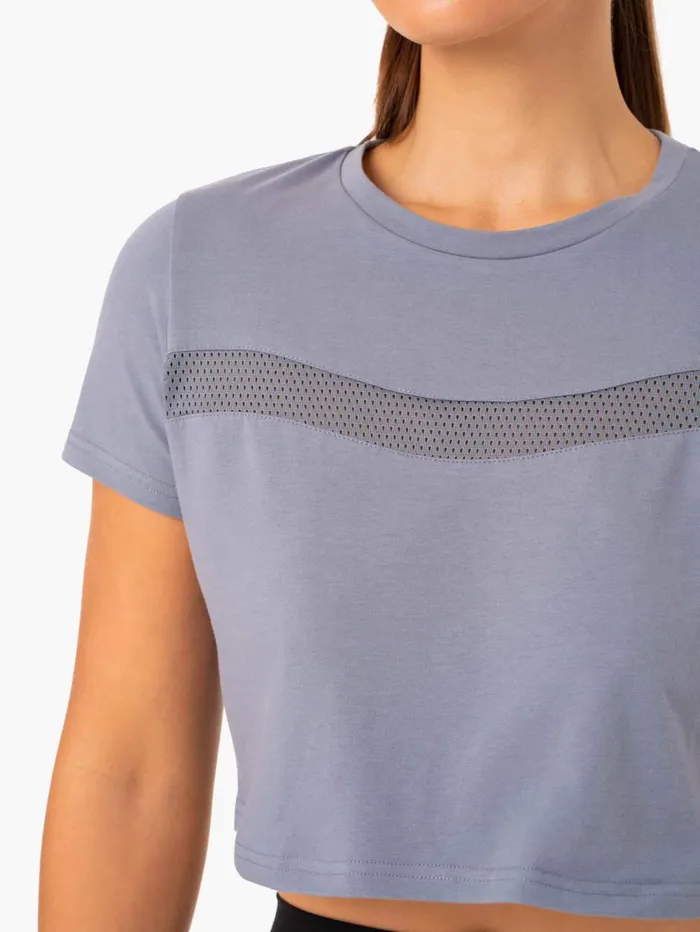 Hybrid Mesh Tee 8211 Steel Blue Women Ryderwear TShirts