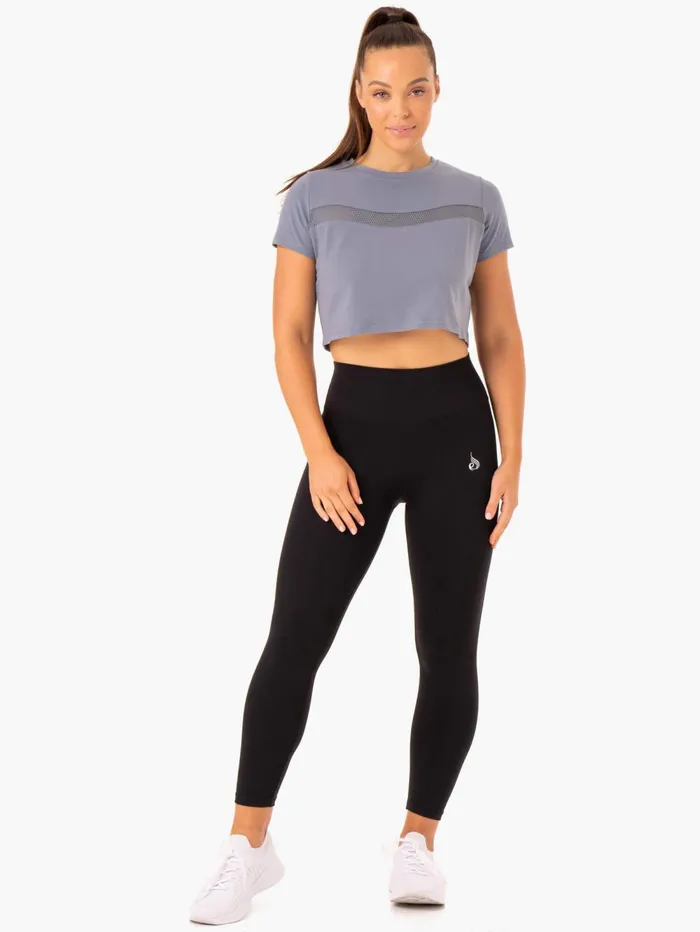 Hybrid Mesh Tee 8211 Steel Blue Women Ryderwear TShirts