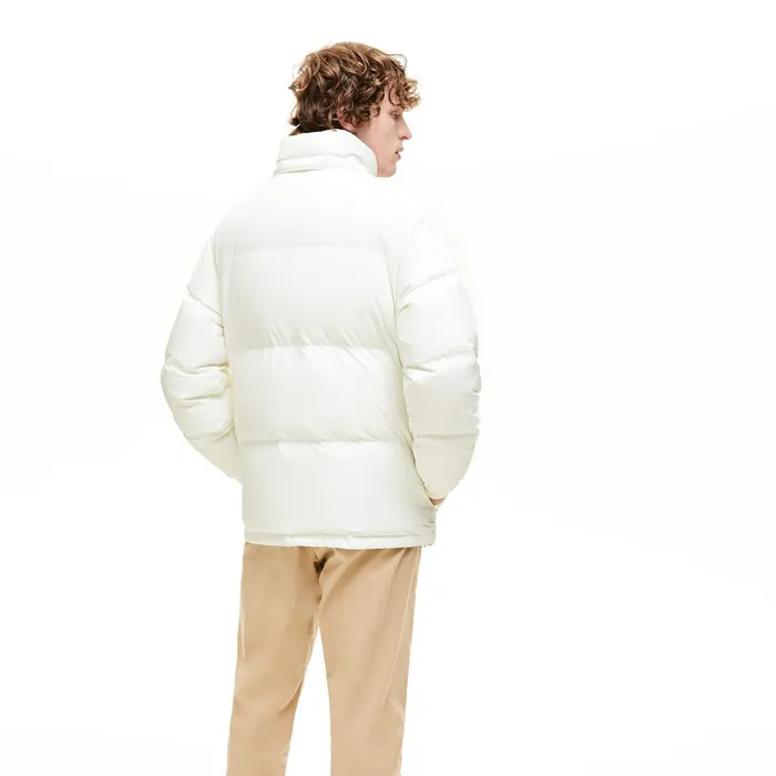Jackets and Coats Lacoste Mens Detachable Hood WaterResistant Quilted Jacket White Online Outlet Store