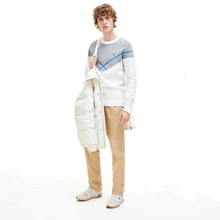Jackets and Coats Lacoste Mens Detachable Hood WaterResistant Quilted Jacket White Online Outlet Store