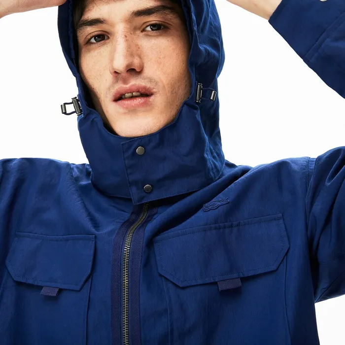 Jackets and Coats Lacoste Mens Lightweight DetachableHood Jacket Navy Blue Store