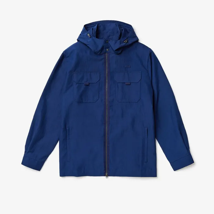 Jackets and Coats Lacoste Mens Lightweight DetachableHood Jacket Navy Blue Store