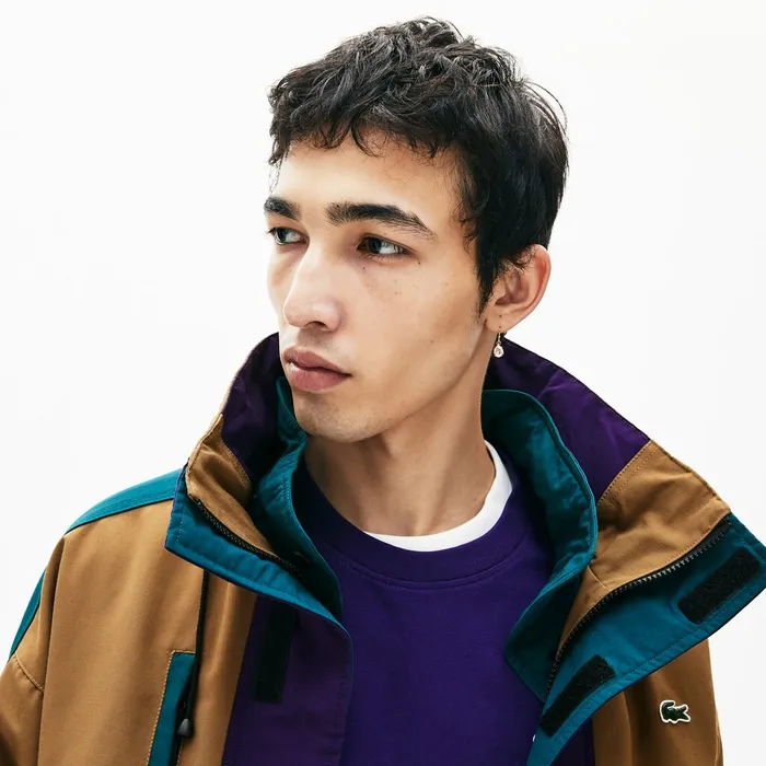 Jackets and Coats Lacoste Mens LIVE ColorBlock Parka BrownPurpleGreen Shop
