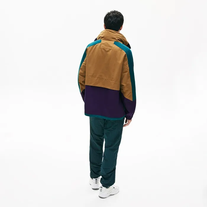 Jackets and Coats Lacoste Mens LIVE ColorBlock Parka BrownPurpleGreen Shop