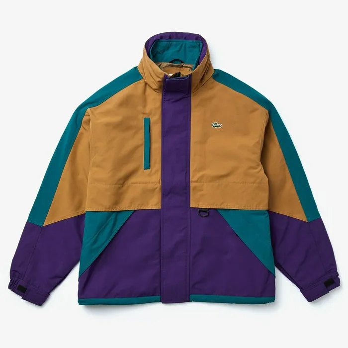 Jackets and Coats Lacoste Mens LIVE ColorBlock Parka BrownPurpleGreen Shop