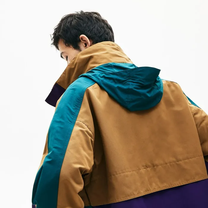 Jackets and Coats Lacoste Mens LIVE ColorBlock Parka BrownPurpleGreen Shop
