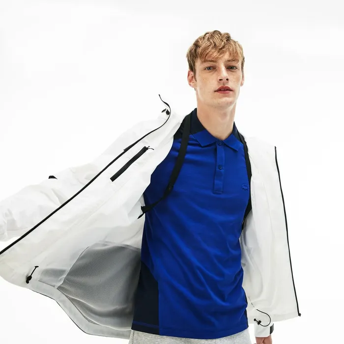 Jackets and Coats Lacoste Mens Motion Collapsible Colorblock Windbreaker WhiteBlack Popular