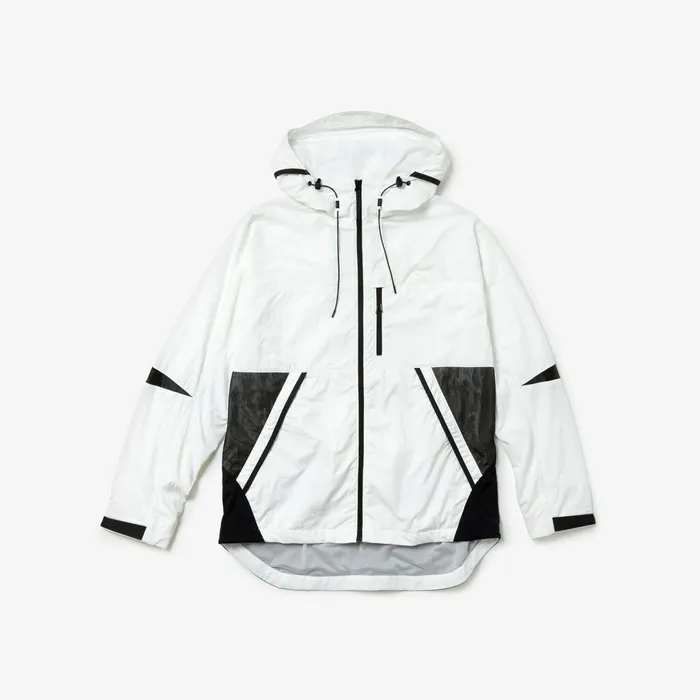 Jackets and Coats Lacoste Mens Motion Collapsible Colorblock Windbreaker WhiteBlack Popular