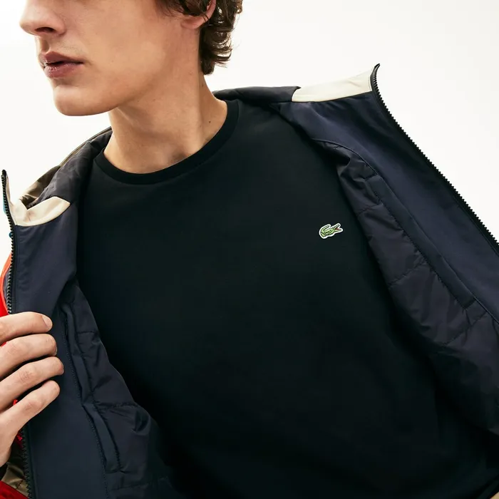 Jackets and Coats Lacoste Mens Motion WaterResistant Colorblock Zip Jacket Dark GreyNavy BlueRedBeige Cheap On Sale
