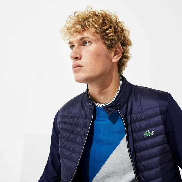 Jackets and Coats Lacoste Mens SPORT Lightweight WaterResistant Quilted Jacket Navy Blue For Sale Online
