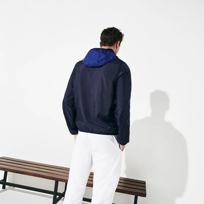 Jackets and Coats Lacoste Mens SPORT Lightweight WaterResistant Windbreaker Navy Blue Gift 4 You