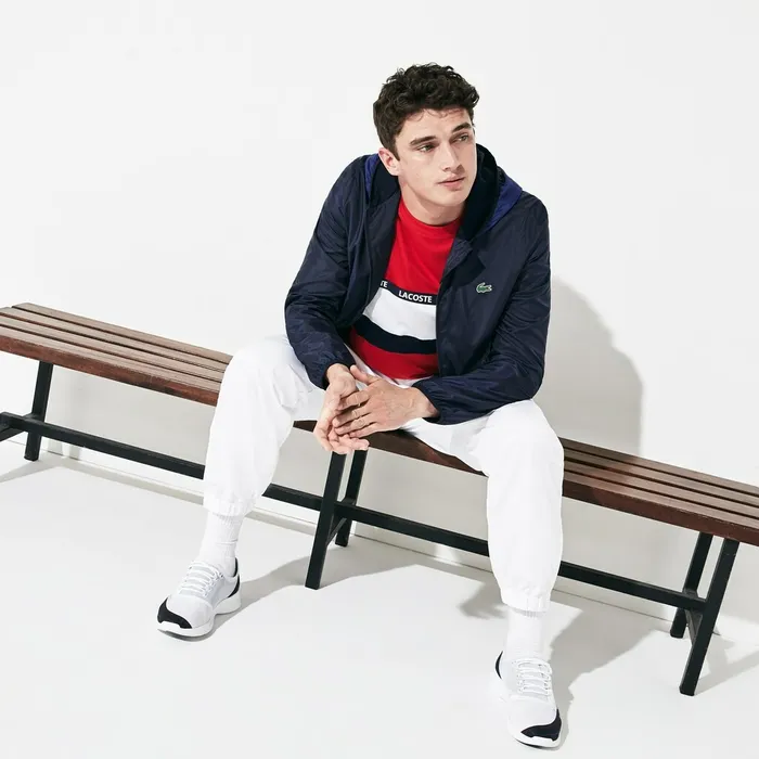 Jackets and Coats Lacoste Mens SPORT Lightweight WaterResistant Windbreaker Navy Blue Gift 4 You