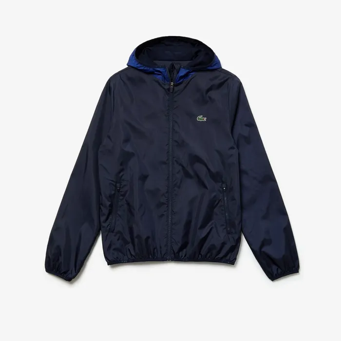 Jackets and Coats Lacoste Mens SPORT Lightweight WaterResistant Windbreaker Navy Blue Gift 4 You