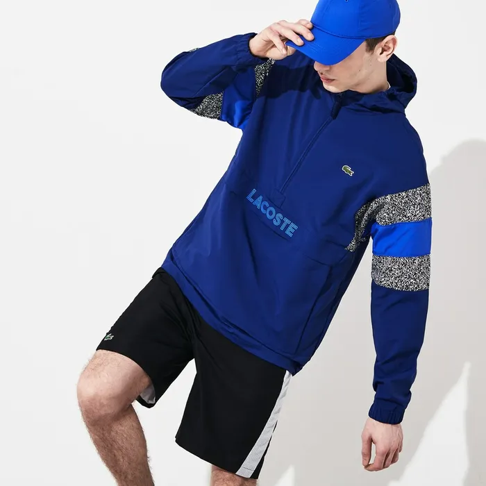 Jackets and Coats Lacoste Mens SPORT PrintBlocked Performance Windbreaker Navy BlueBlackWhiteBlue USA Jackets and Coats Lacoste Mens SPORT PrintBlocked Performance Windbreaker Navy BlueBlackWhiteBlue USA