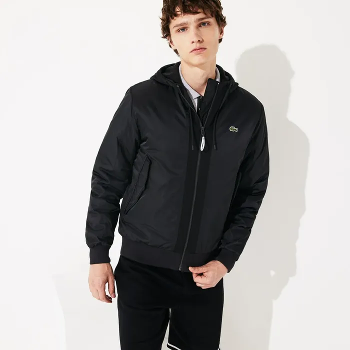 Jackets and Coats Lacoste Mens SPORT WaterResistant Zip Jacket Black Casaul
