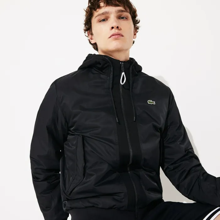 Jackets and Coats Lacoste Mens SPORT WaterResistant Zip Jacket Black Casaul