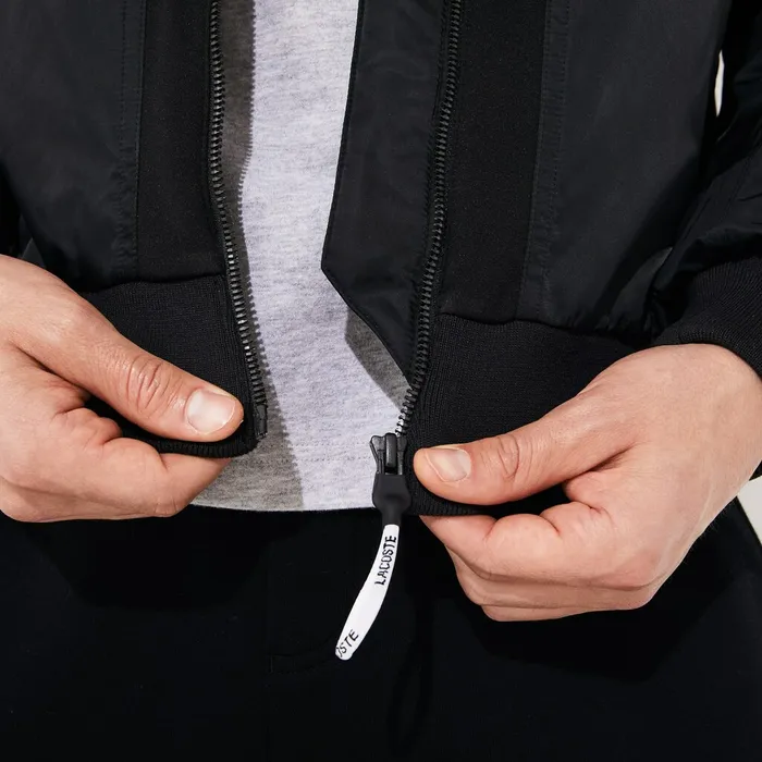 Jackets and Coats Lacoste Mens SPORT WaterResistant Zip Jacket Black Casaul