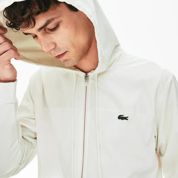 Jackets and Coats Lacoste Mens TwoTone ZipUp Jacket White Store