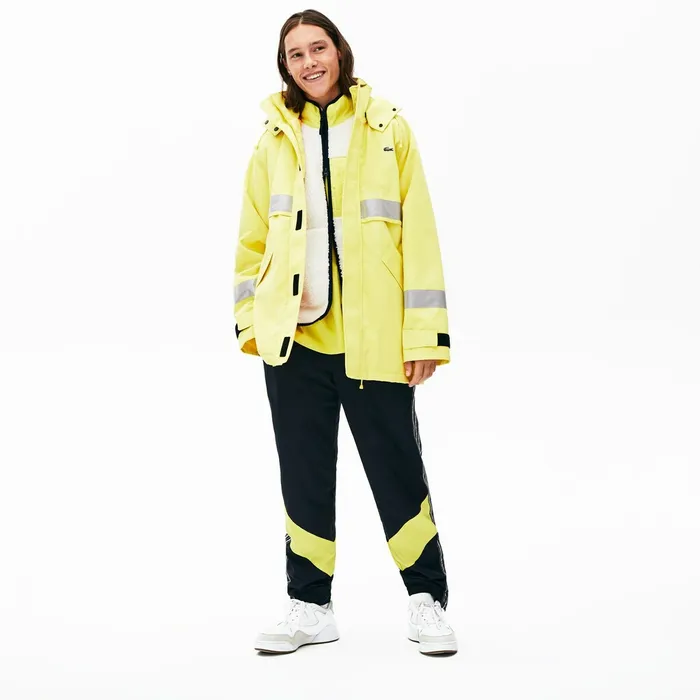 Jackets and Coats Lacoste Mens Unisex LIVE ReflectiveStripe Canvas Parka Yellow For Sale Online