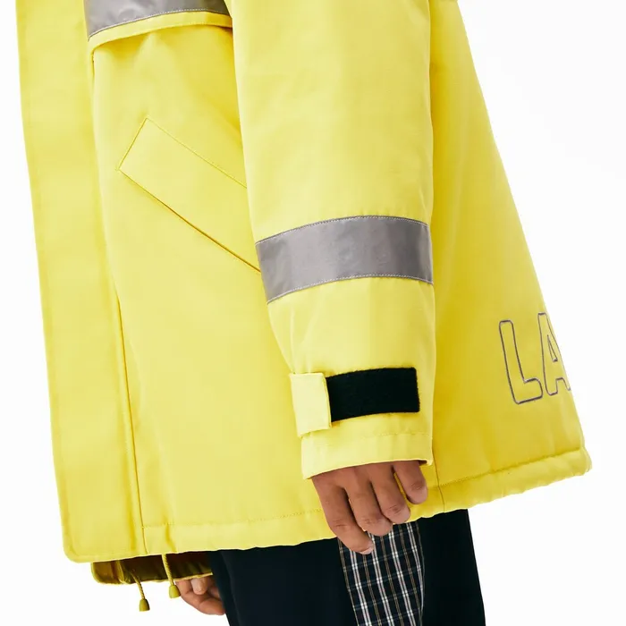 Jackets and Coats Lacoste Mens Unisex LIVE ReflectiveStripe Canvas Parka Yellow For Sale Online