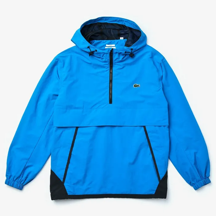 Jackets and Coats Lacoste Mens Unisex LIVE Water Resistant Pullover Windbreaker BlueBlack For Sale