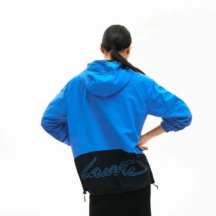 Jackets and Coats Lacoste Mens Unisex LIVE Water Resistant Pullover Windbreaker BlueBlack For Sale