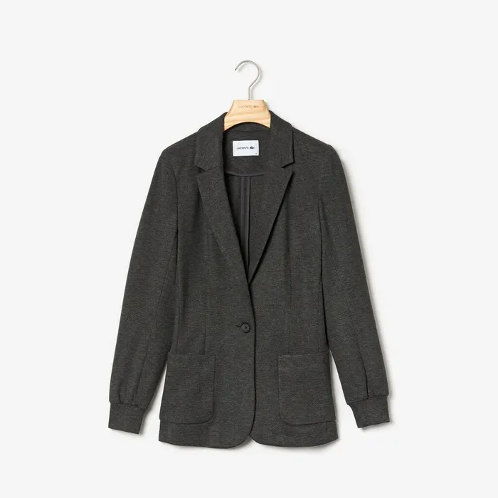 Jackets and Coats Lacoste Womens BrushedKnit Blazer Grey Chine Gift for Friend