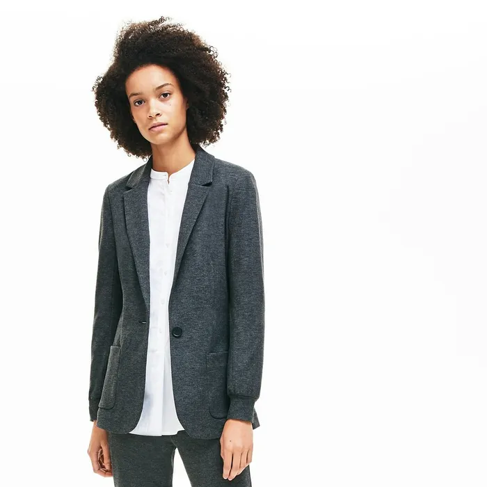 Jackets and Coats Lacoste Womens BrushedKnit Blazer Grey Chine Gift for Friend