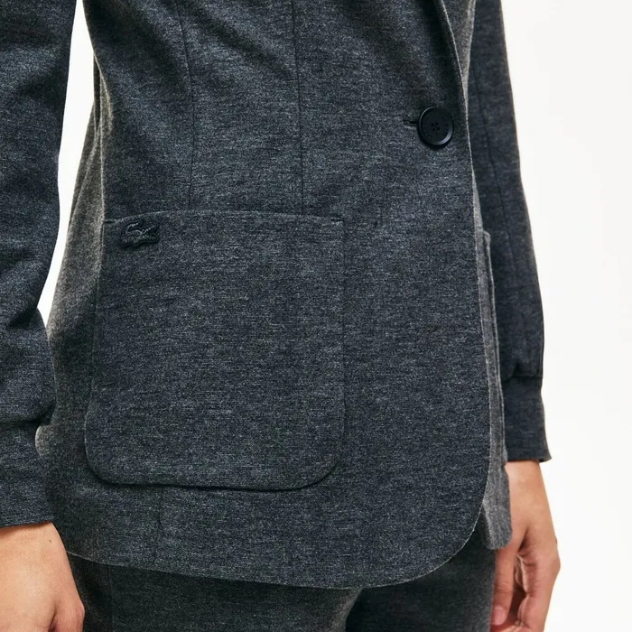 Jackets and Coats Lacoste Womens BrushedKnit Blazer Grey Chine Gift for Friend