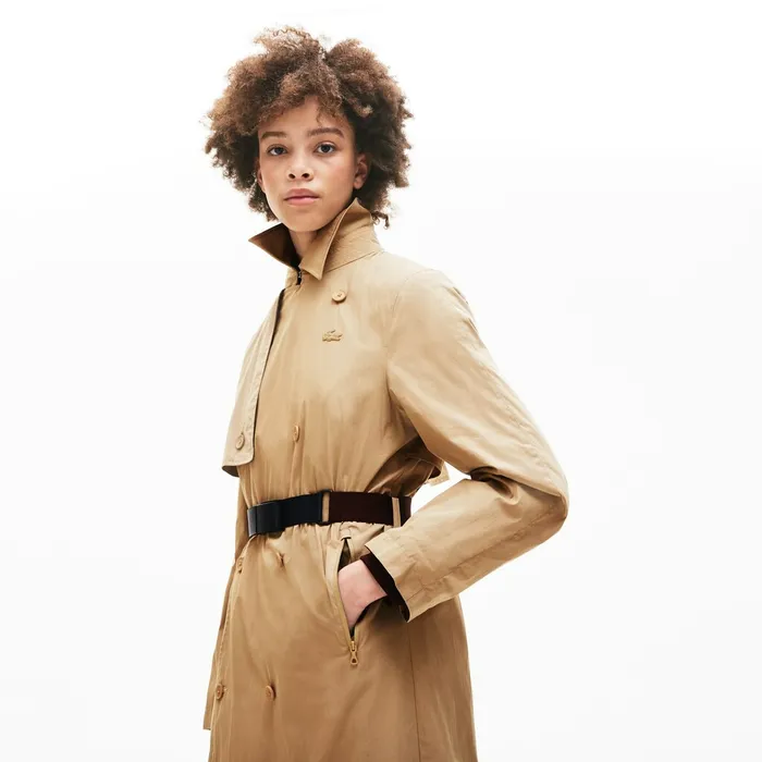 Jackets and Coats Lacoste Womens Contrast Belt Trench Coat Beige Store