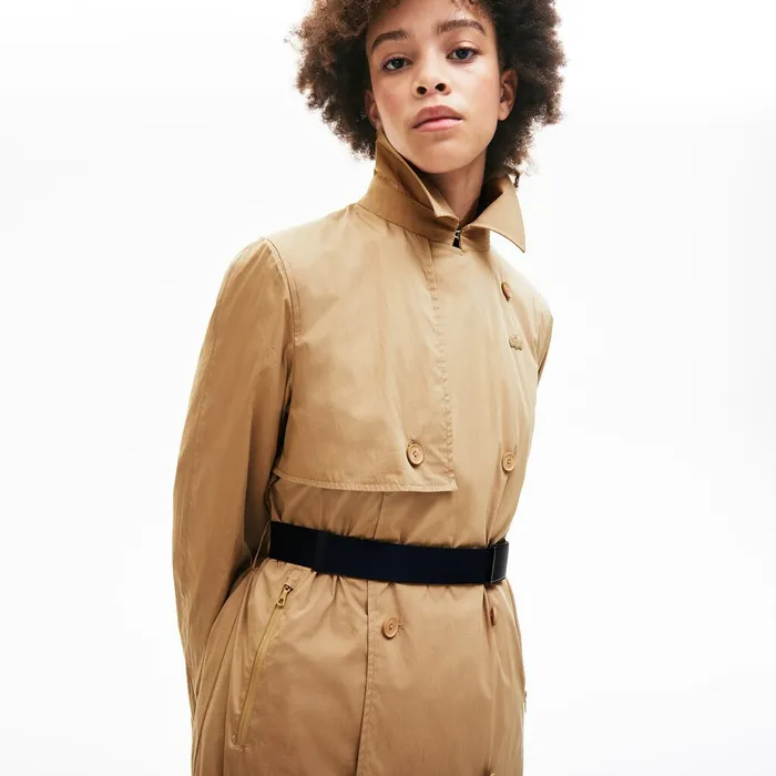 Jackets and Coats Lacoste Womens Contrast Belt Trench Coat Beige Store