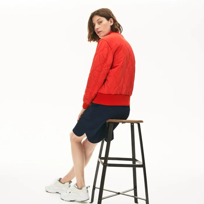 Jackets and Coats Lacoste Womens Reversible Bomber Jacket Navy BlueRed Shop