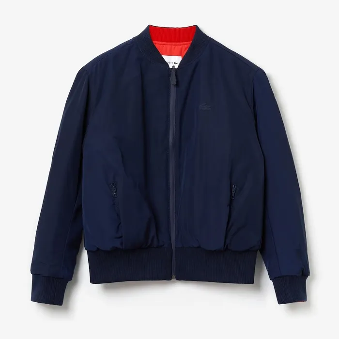 Jackets and Coats Lacoste Womens Reversible Bomber Jacket Navy BlueRed Shop