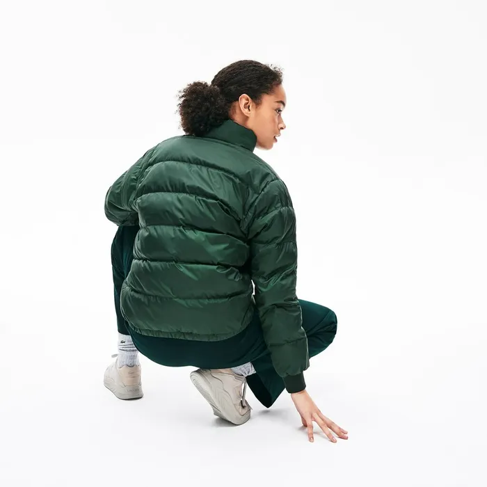 Jackets and Coats Lacoste Womens Reversible ColorBlocked WaterResistant Quilted Jacket GreenNavy BlueBordeaux Store