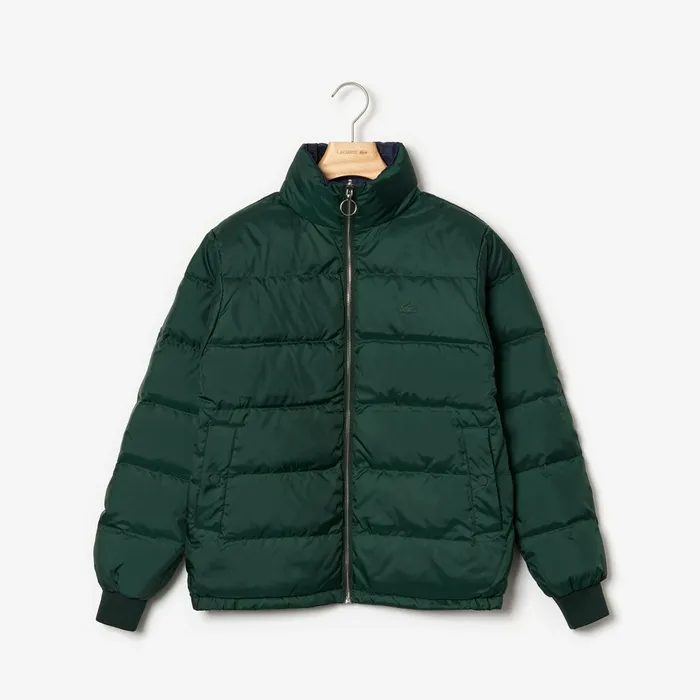 Jackets and Coats Lacoste Womens Reversible ColorBlocked WaterResistant Quilted Jacket GreenNavy BlueBordeaux Store