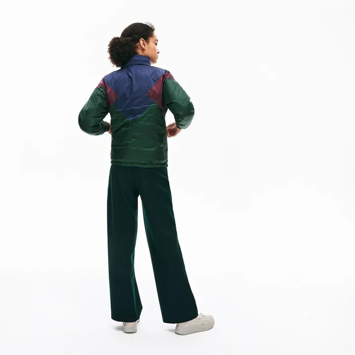 Jackets and Coats Lacoste Womens Reversible ColorBlocked WaterResistant Quilted Jacket GreenNavy BlueBordeaux Store