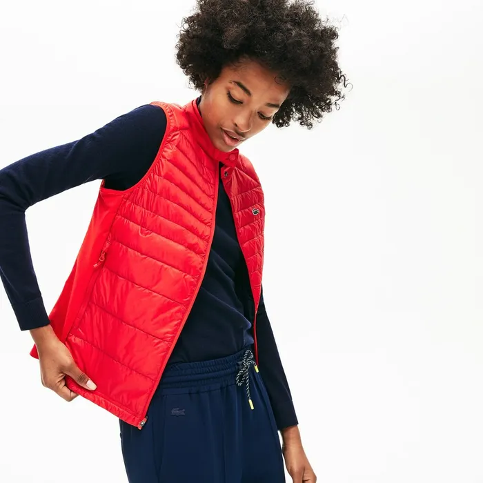 Jackets and Coats Lacoste Womens SPORT WaterResistant Quilted Technical Golf Vest RedNavy Blue Gift for Friend Jackets and Coats Lacoste Womens SPORT WaterResistant Quilted Technical Golf Vest RedNavy Blue Gift for Friend