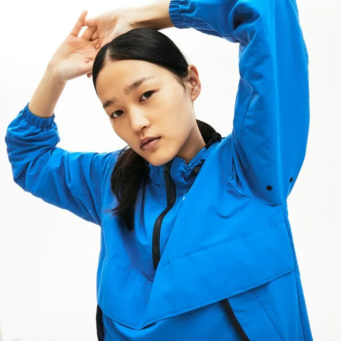 Jackets and Coats Lacoste Womens Unisex LIVE Water Resistant Pullover Windbreaker BlueBlack Gift for Friend