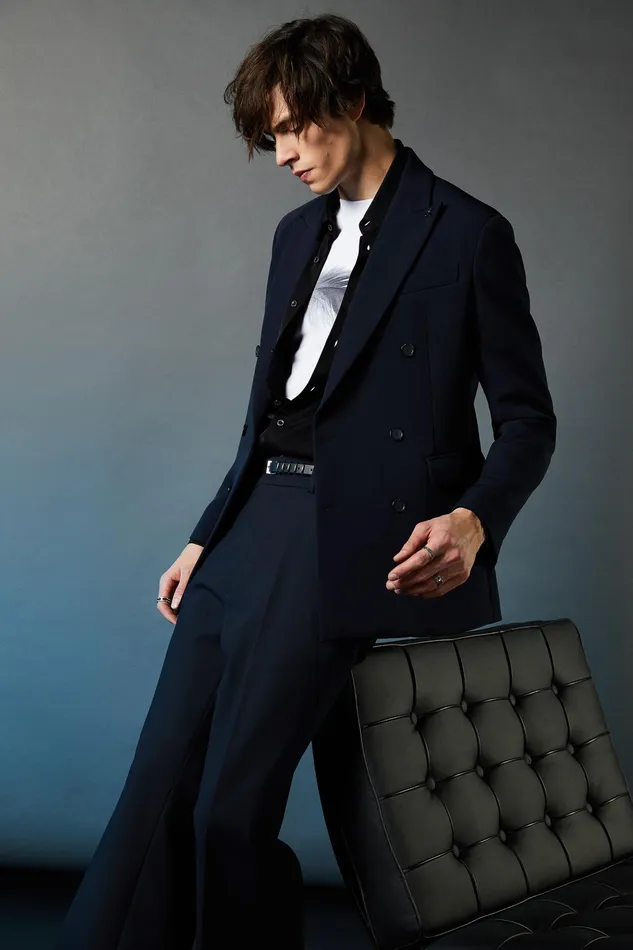 Jackets Men Patrizia Pepe Regular Fit DoubleBreasted Jacket Royal Navy