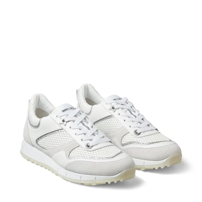 JavaF White Leather Mix And Sport Mesh Low Top Trainers X Whitewhite Women JIMMY CHOO Sneakers
