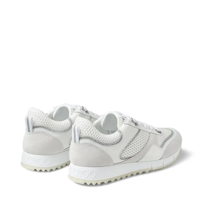 JavaF White Leather Mix And Sport Mesh Low Top Trainers X Whitewhite Women JIMMY CHOO Sneakers