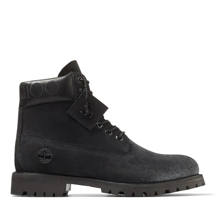 Jc X TimberlandM Black Nubuck Leather Boots With Gunmetal Glitter Blackgunmetal Men JIMMY CHOO Casual Shoes Jc X TimberlandM Black Nubuck Leather Boots With Gunmetal Glitter Blackgunmetal Men JIMMY CHOO Casual Shoes