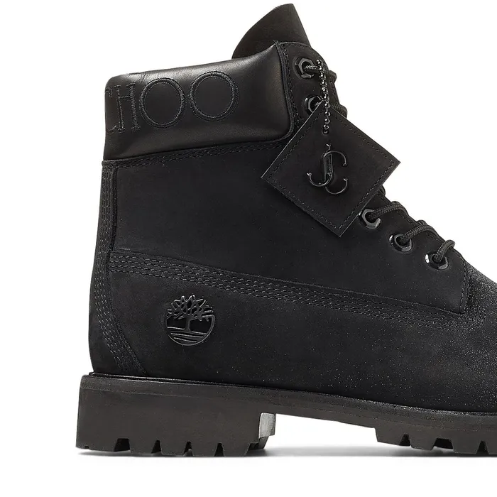 Jc X TimberlandM Black Nubuck Leather Boots With Gunmetal Glitter Blackgunmetal Men JIMMY CHOO Casual Shoes