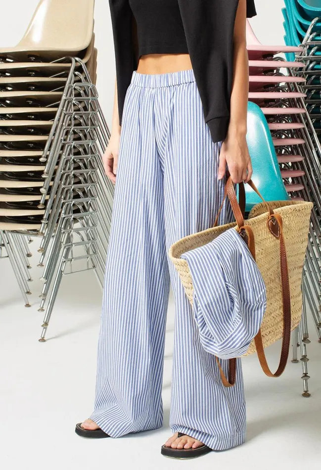 John Elliott Bottoms Leisure Poplin Pant Blue X White Blue X White 8211 Women
