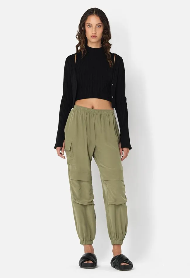 John Elliott Bottoms Silk Himalayan Pants Olive 8211 Women